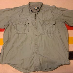 Cabela's Button Down Outdoor Fishing Shirt Front Pockets 2XL Green Vented
